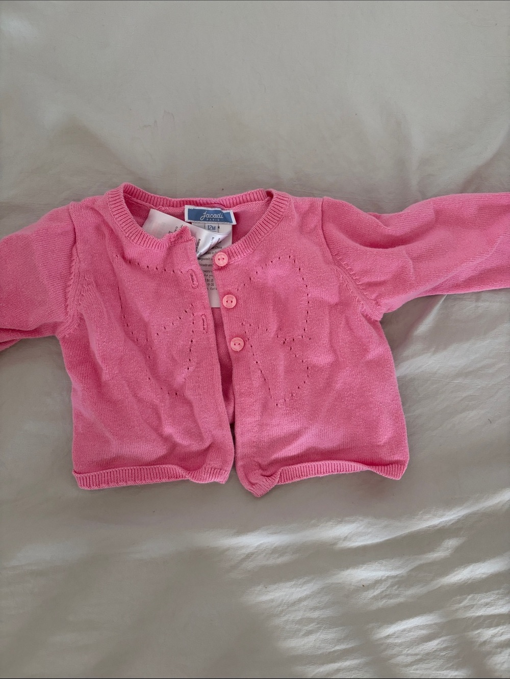 Jacadi Hot Pink Knit Baby Cardigan with bow